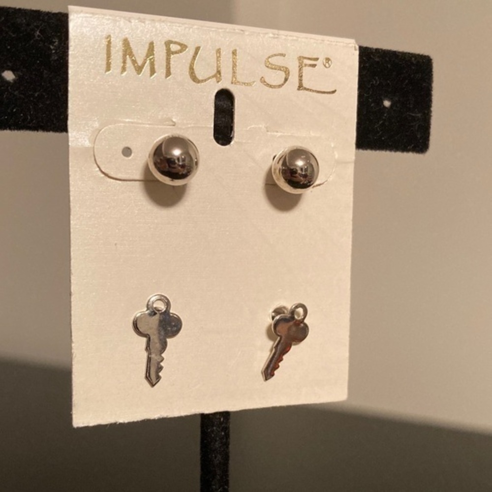 Impulse Silver Key Earrings